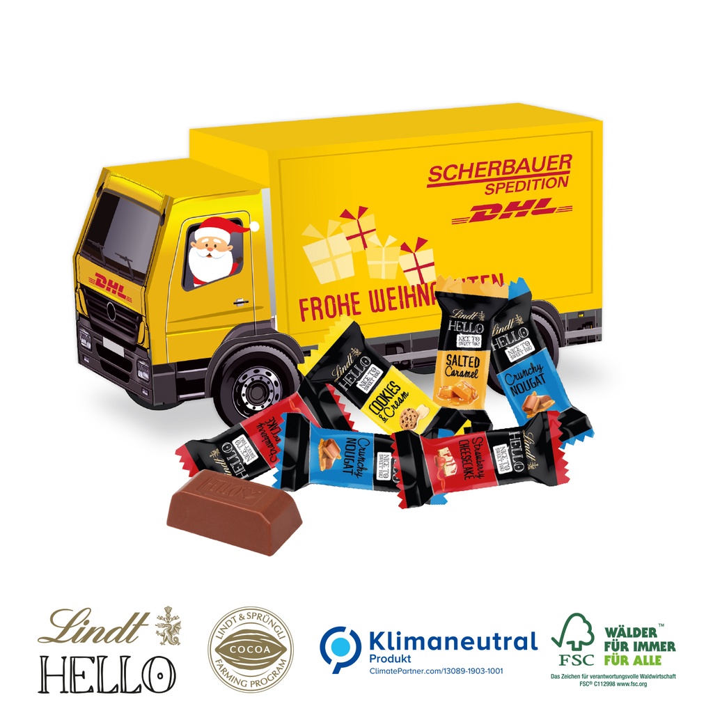 3D Präsent LKW mit Lindt HELLO Mini