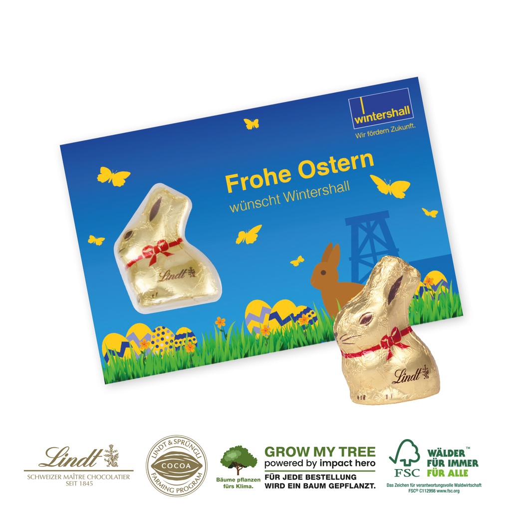 Promotion-Card Karte mit Goldhase von Lindt