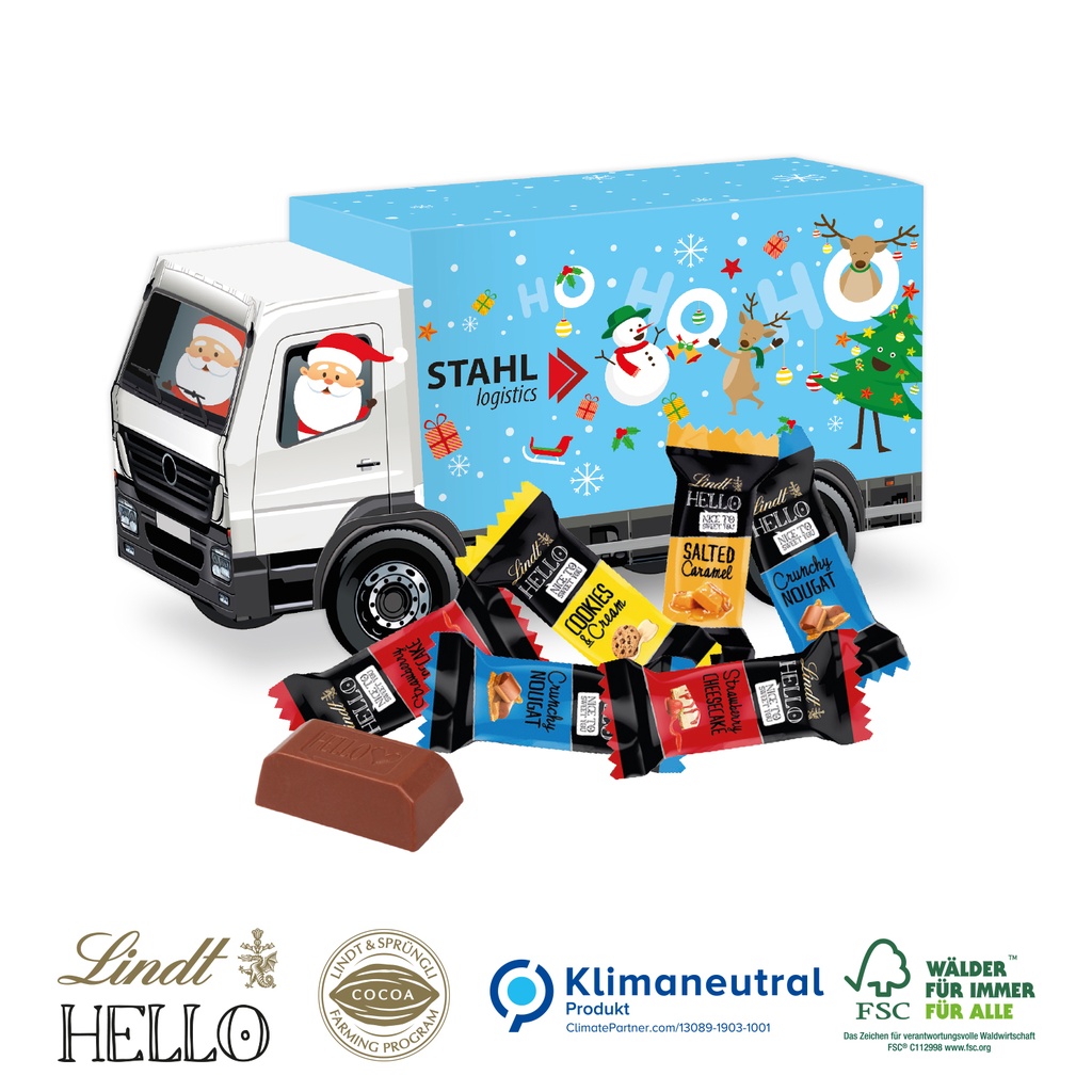 3D Präsent LKW mit Lindt HELLO Mini