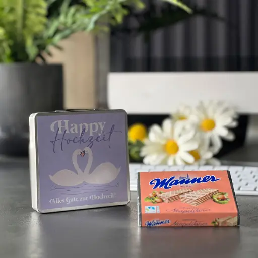 [WP13199] Geschenkdose "Happy Hochzeit" - Manner