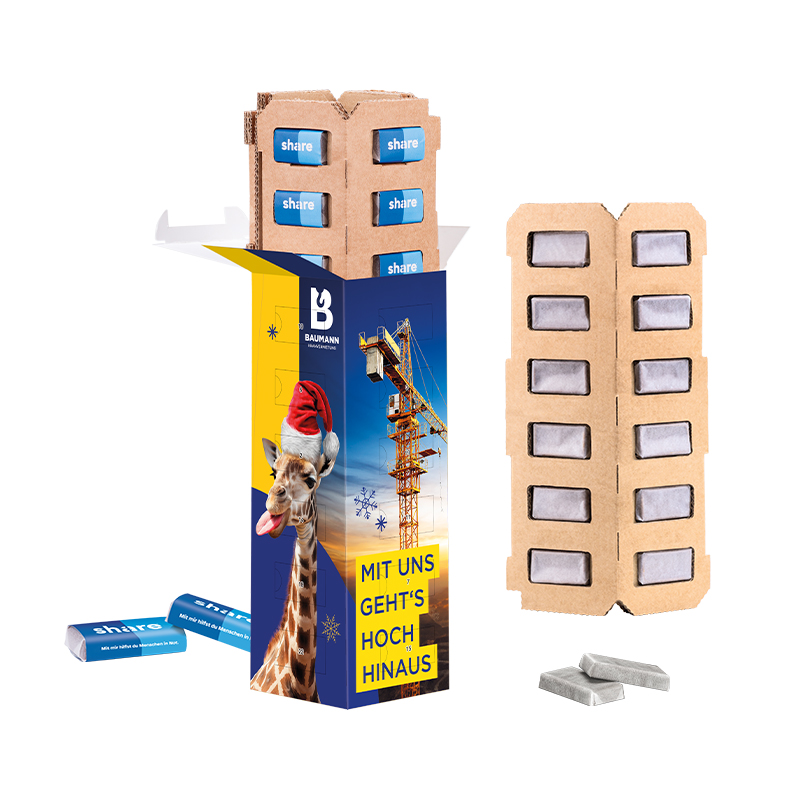 Adventskalender Eco High Tower - share Schokotäfelchen