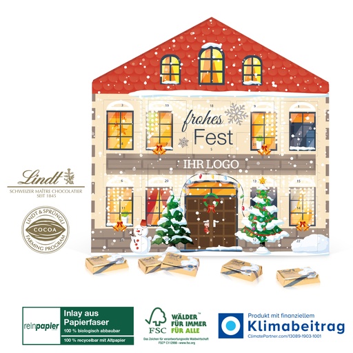 [55412-W] Adventskalenderhaus Organic mit Lindt Täfelchen